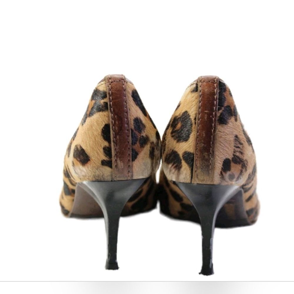 Tory Burch Designer Celina Leopard Animal Print Heels Pump Gold Logo 7 - Picture 7 of 11
